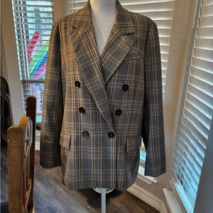 By Together Plaid Double Breasted Blazer Women’s Large Structured Jacket